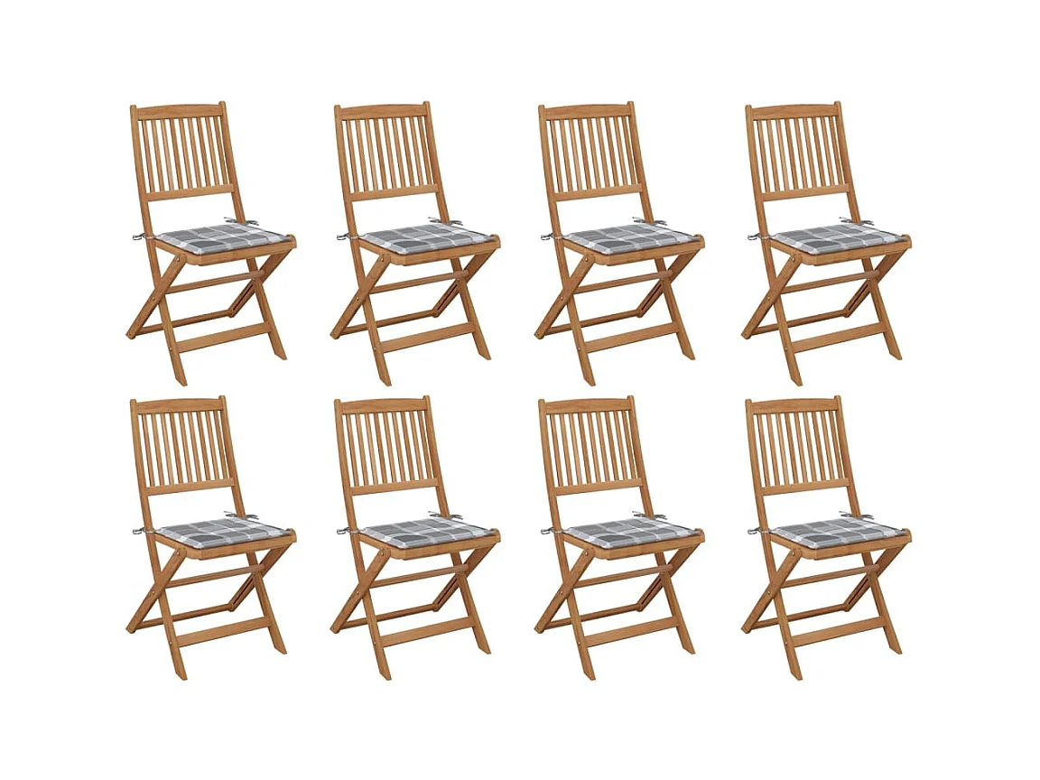 Chaises pliables d'extérieur avec coussins 8 pièces Bois d'acacia