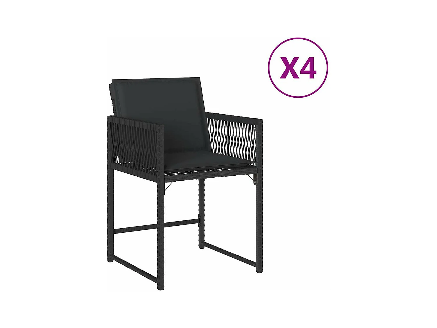 Sillas de jardín con cojines 4 unidades ratán sintético negro