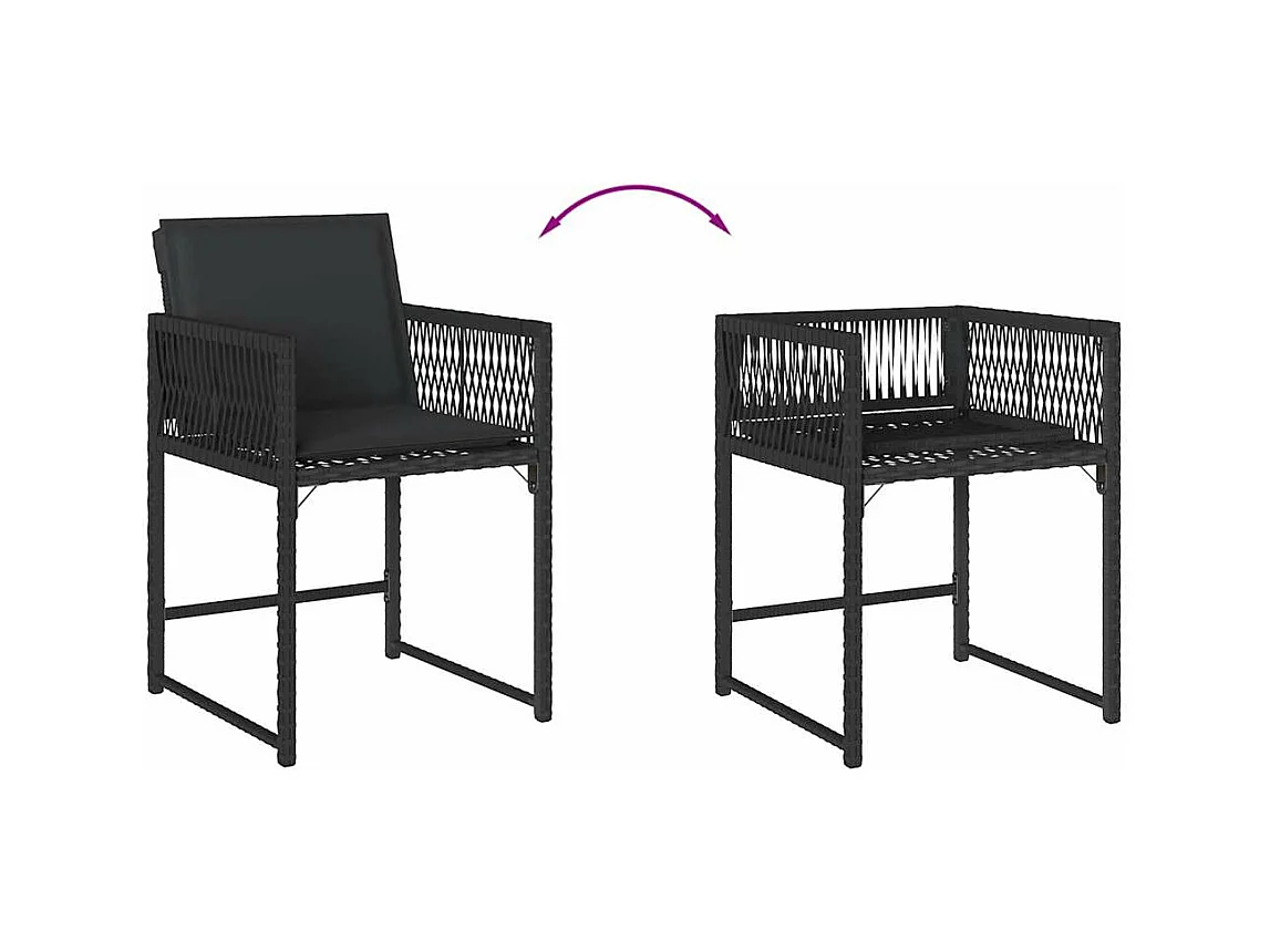 Sillas de jardín con cojines 4 unidades ratán sintético negro