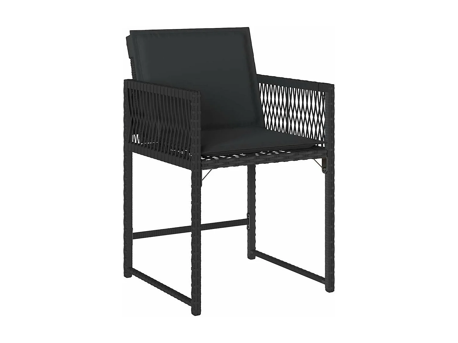Chaises de jardin lot de 4 avec coussins noir résine tressée