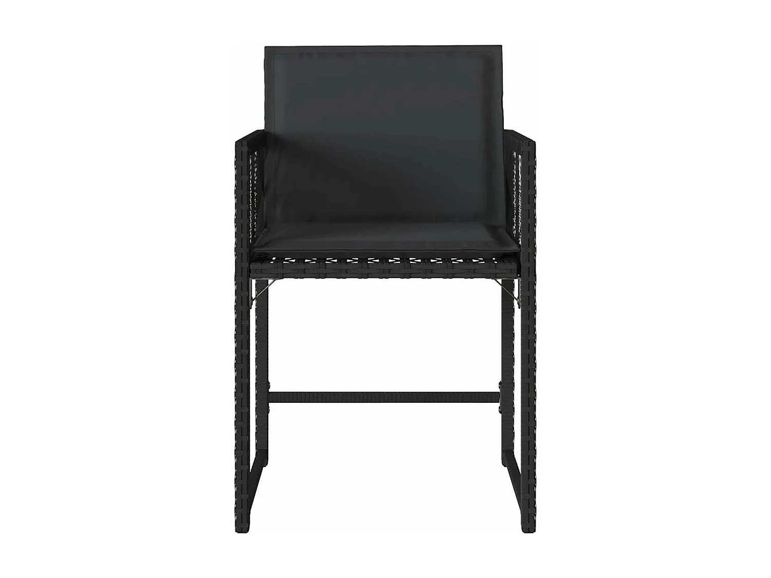 Chaises de jardin lot de 4 avec coussins noir résine tressée