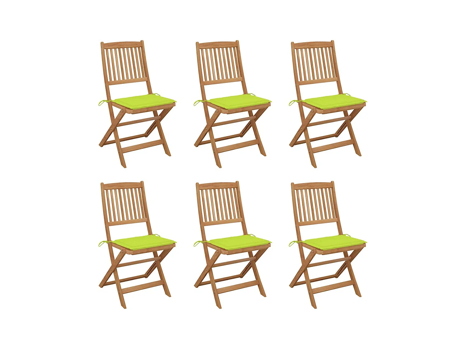 Chaises pliables de jardin 6 pièces avec coussins Bois d'acacia