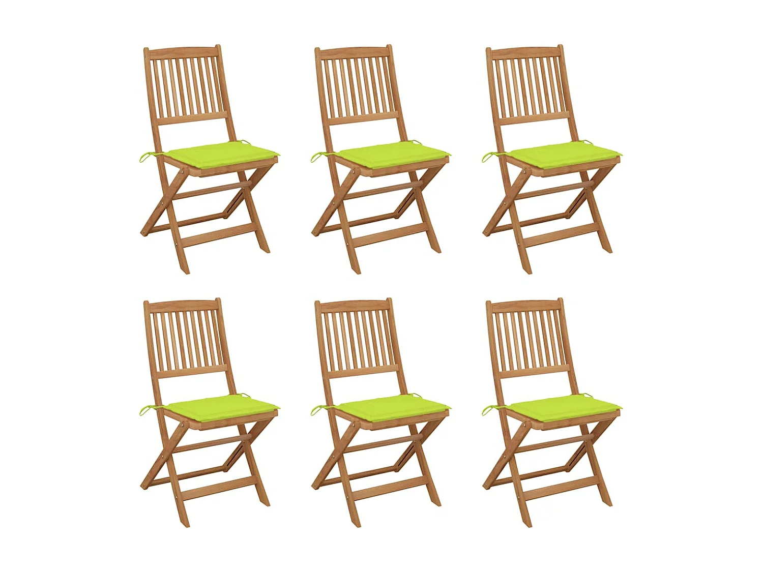 Chaises pliables de jardin 6 pièces avec coussins Bois d'acacia