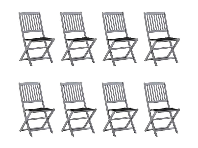 Chaises pliables d'extérieur 8 pièces avec coussins Bois d'acacia