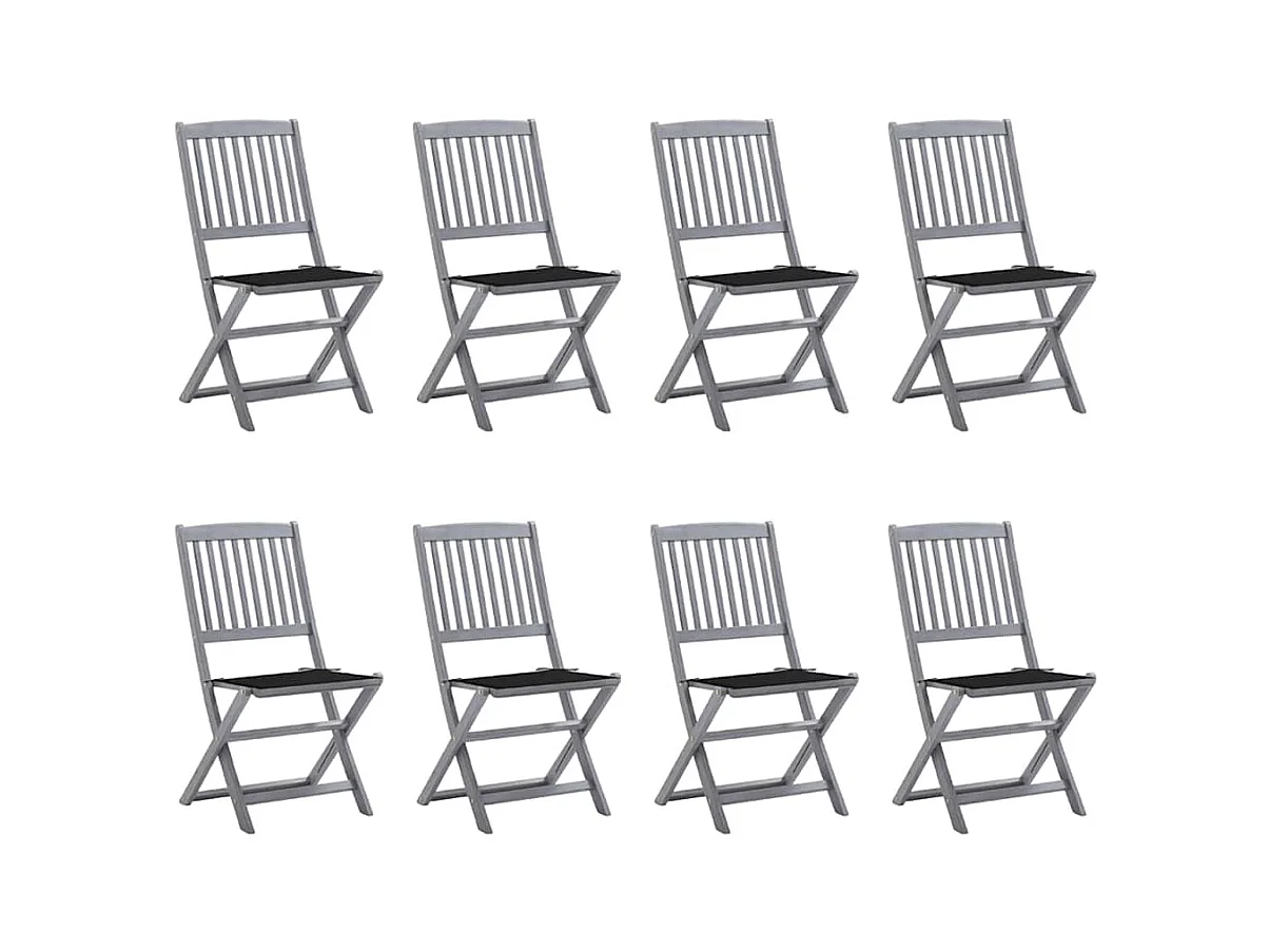 Chaises pliables d'extérieur 8 pièces avec coussins Bois d'acacia