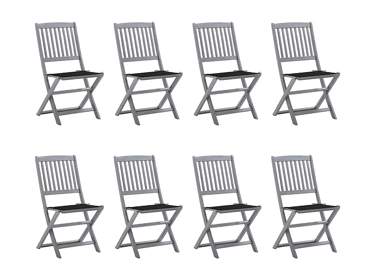 Sillas de jardín plegables 8 unidades y cojines madera maciza acacia