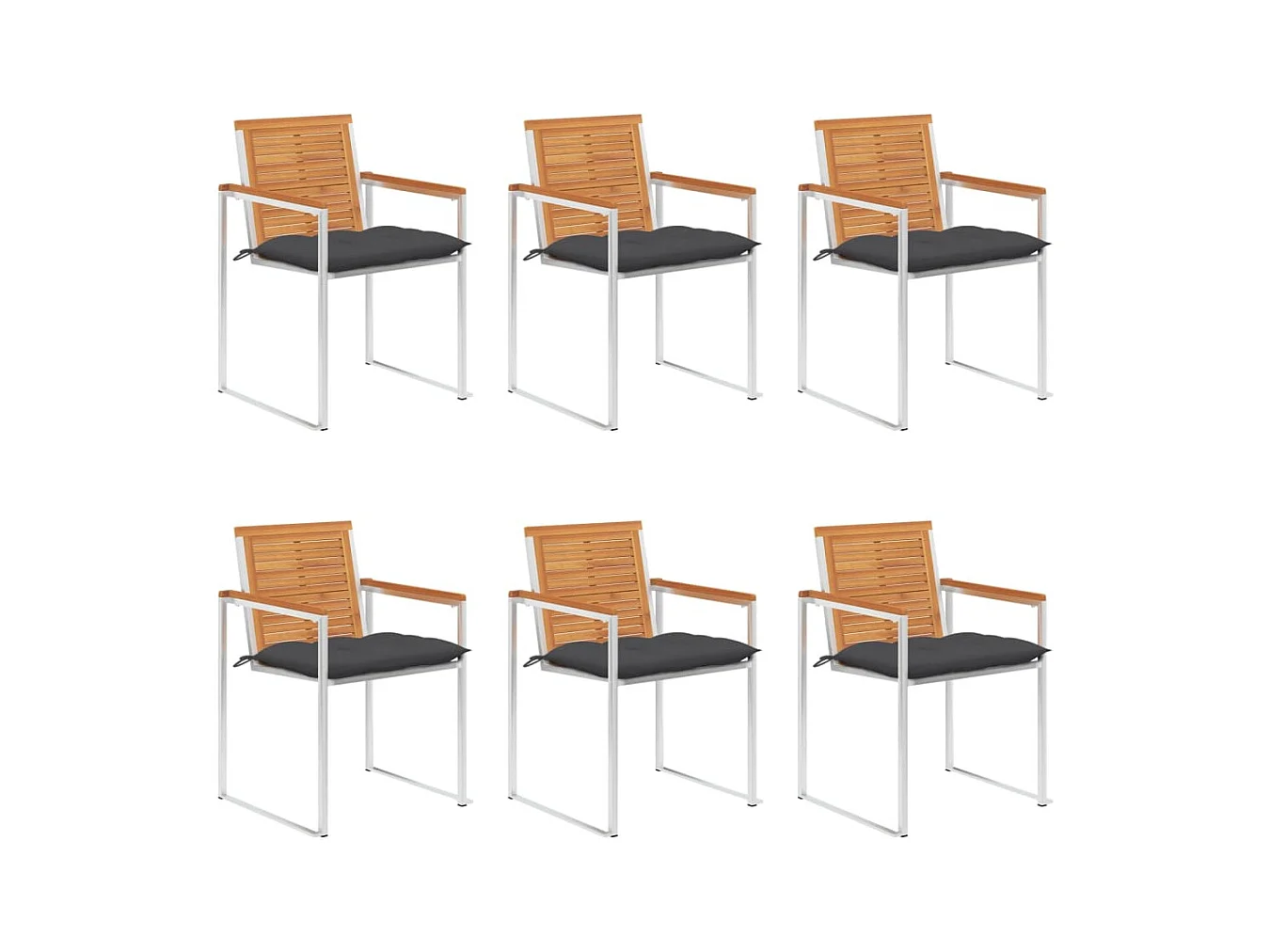 Chaises de jardin 6 pièces avec coussins Bois d'acacia solide