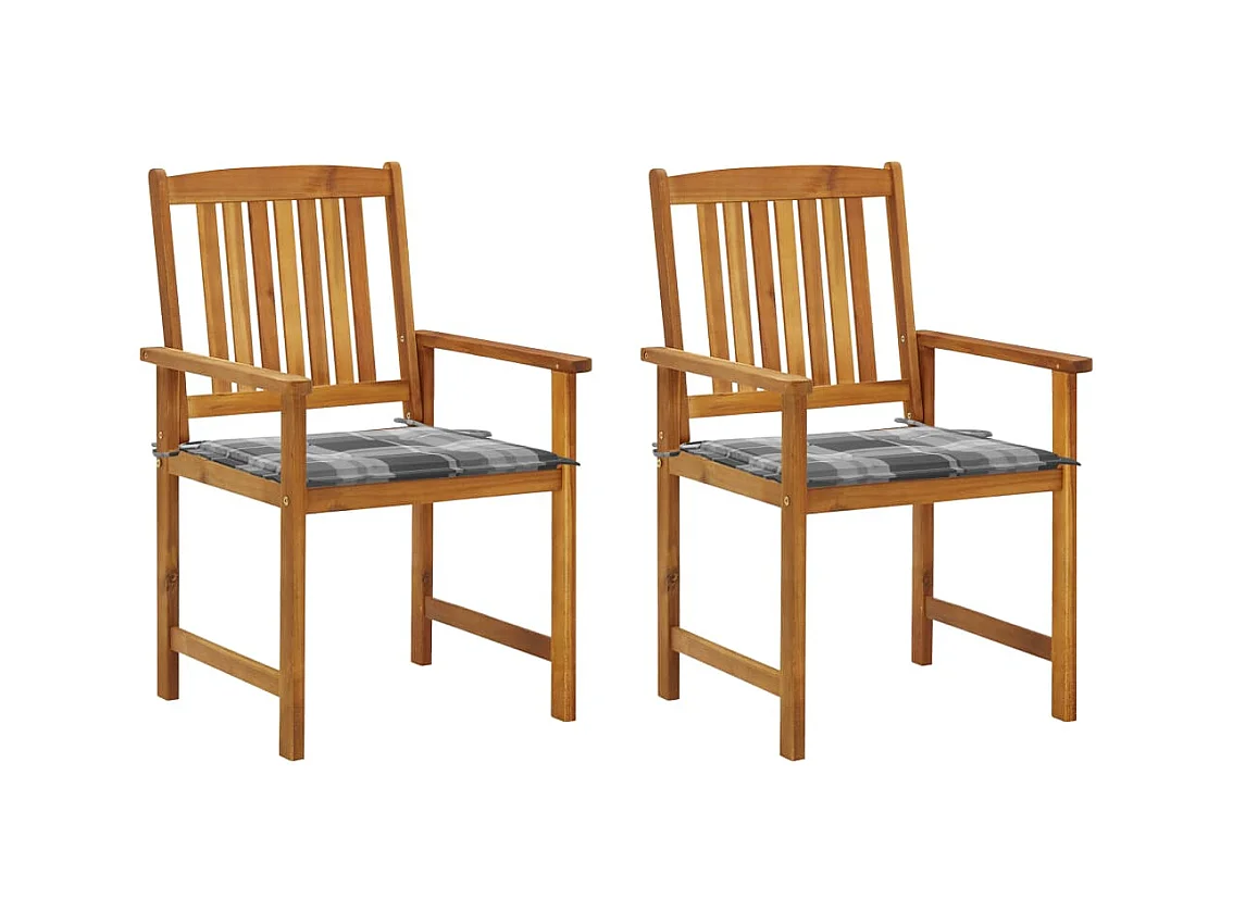 Chaises de jardin avec coussins 2 pièces Bois d'acacia massif