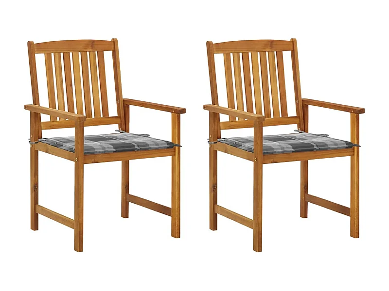Chaises de jardin avec coussins 2 pièces Bois d'acacia massif
