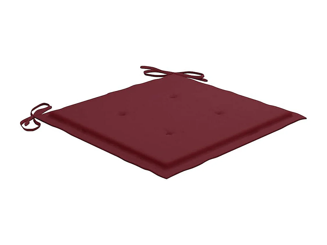 Cadeiras de jardim + almofadões vermelho tinto 8 peças teca maciça