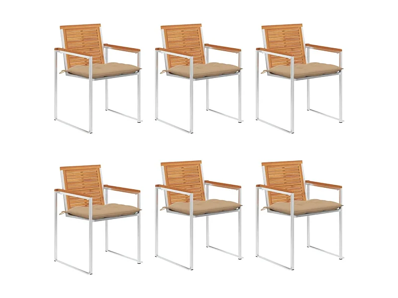 Sillas de jardín y cojines 6 unidades madera maciza de acacia