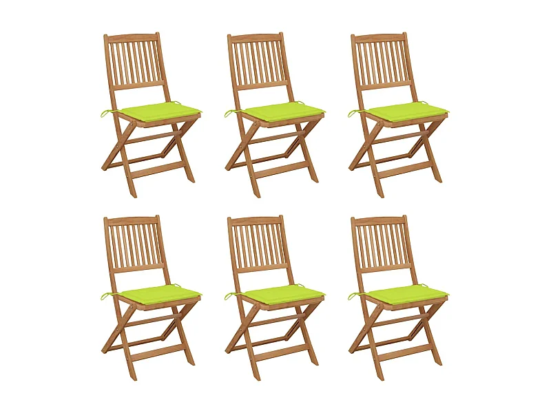 Chaises pliables de jardin 6 pièces avec coussins Bois d'acacia