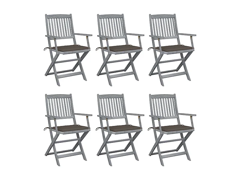 Chaises pliables d'extérieur 6 pièces avec coussins Bois d'acacia