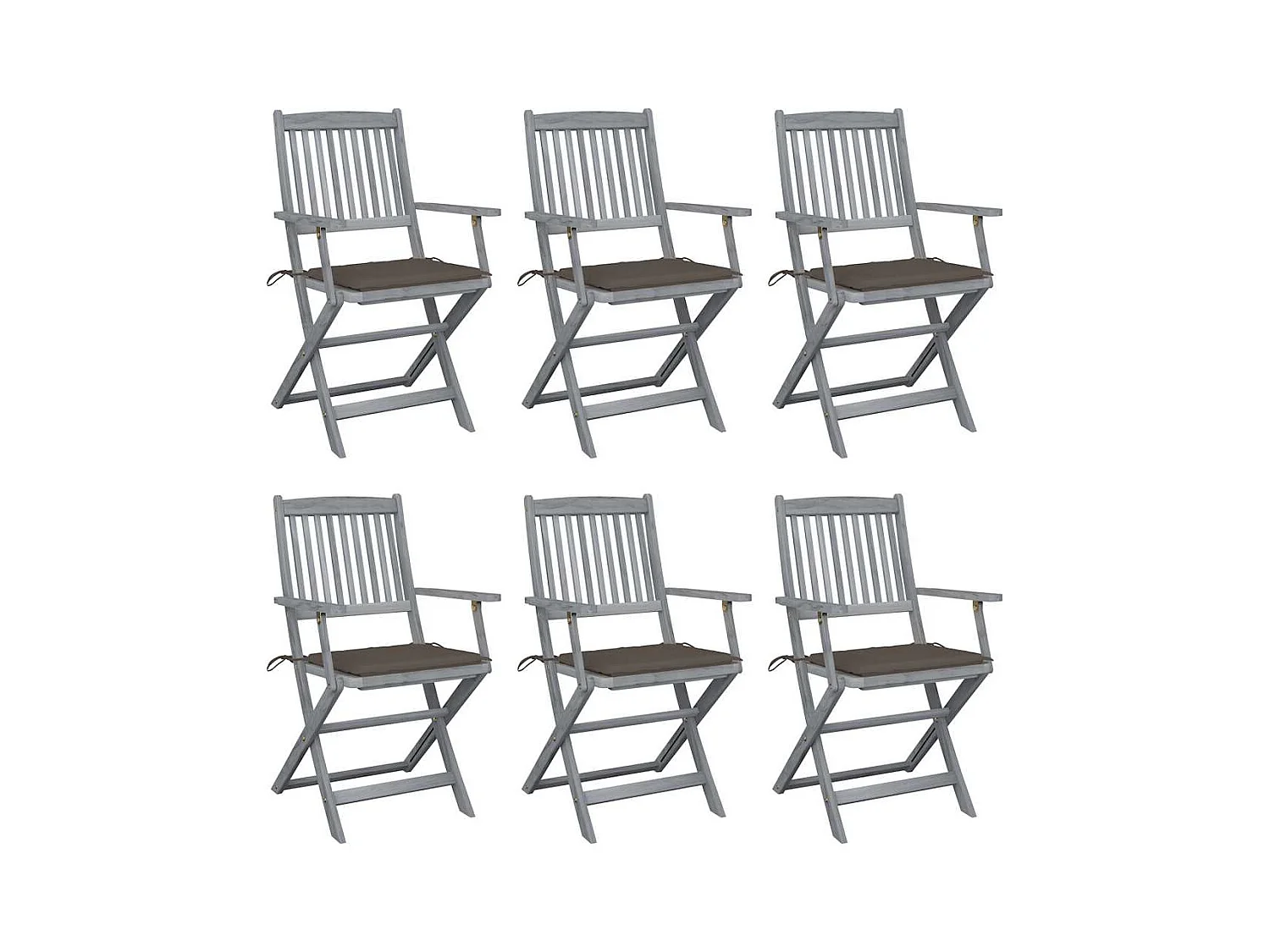 Chaises pliables d'extérieur 6 pièces avec coussins Bois d'acacia