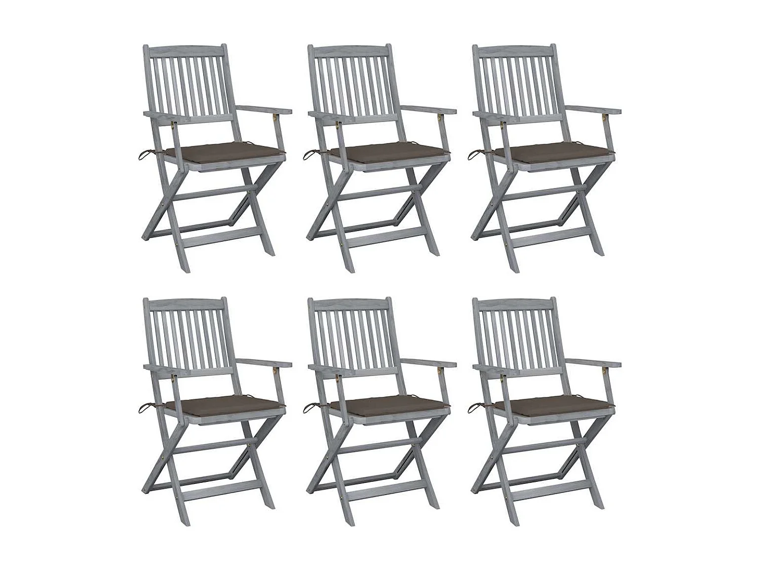 Cadeiras exterior dobráveis com almofadões 6 peças acácia maciça