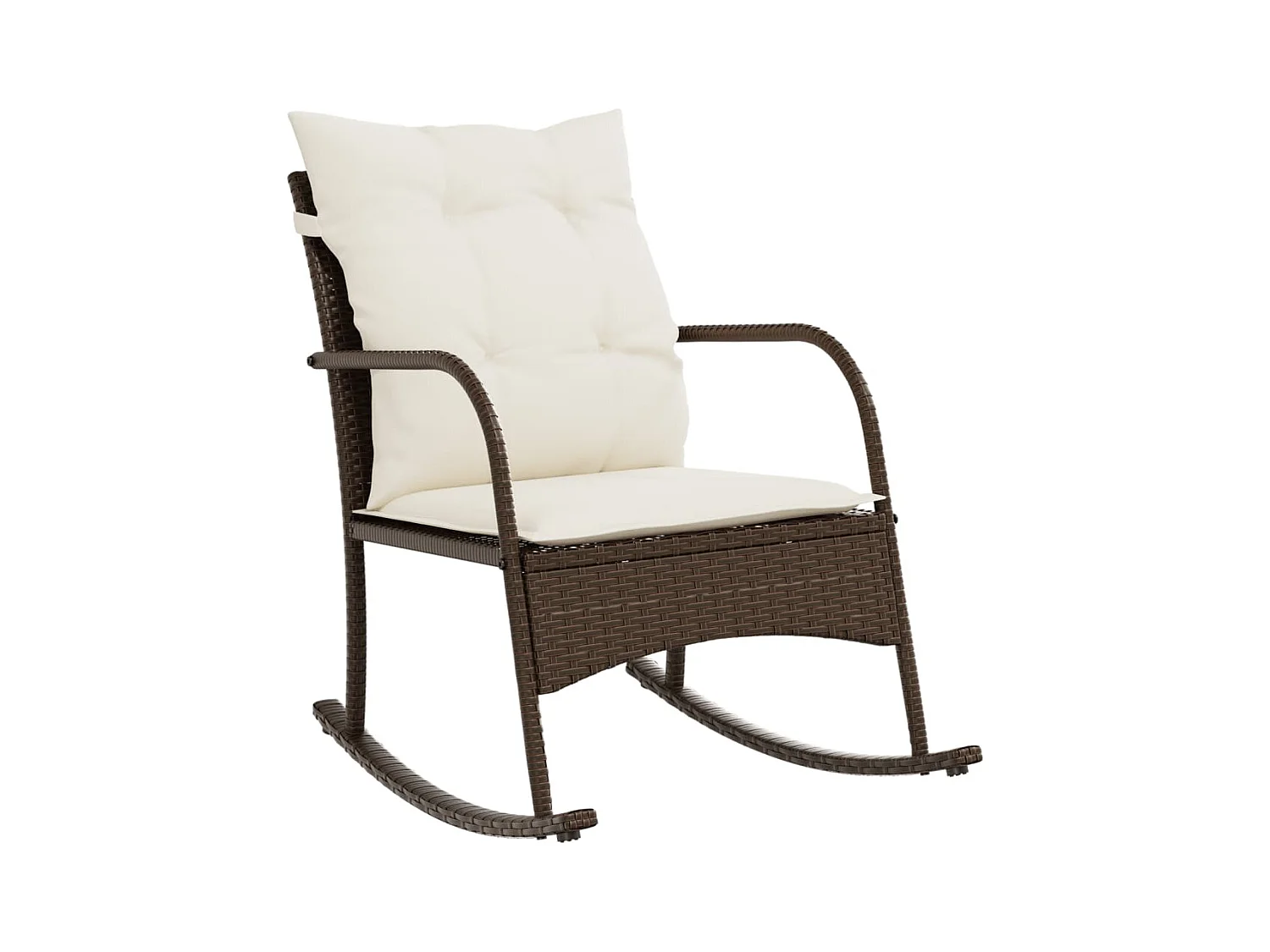 Chaise à bascule de jardin avec coussins marron résine tressée