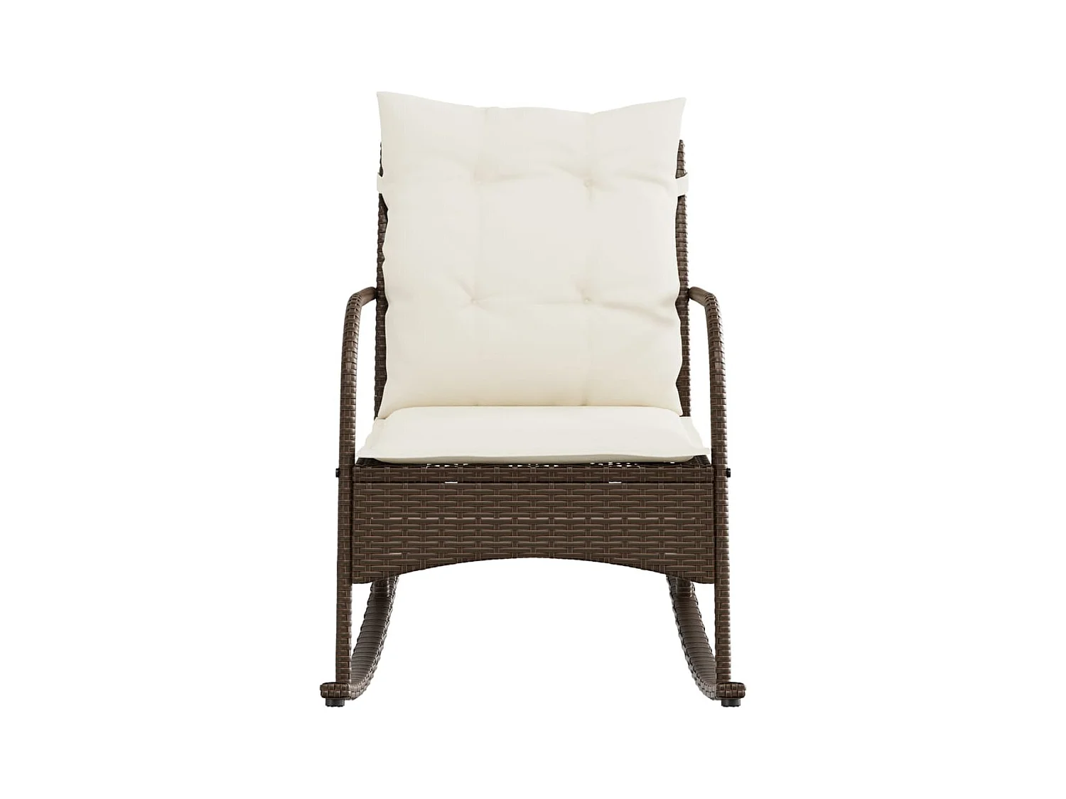 Chaise à bascule de jardin avec coussins marron résine tressée