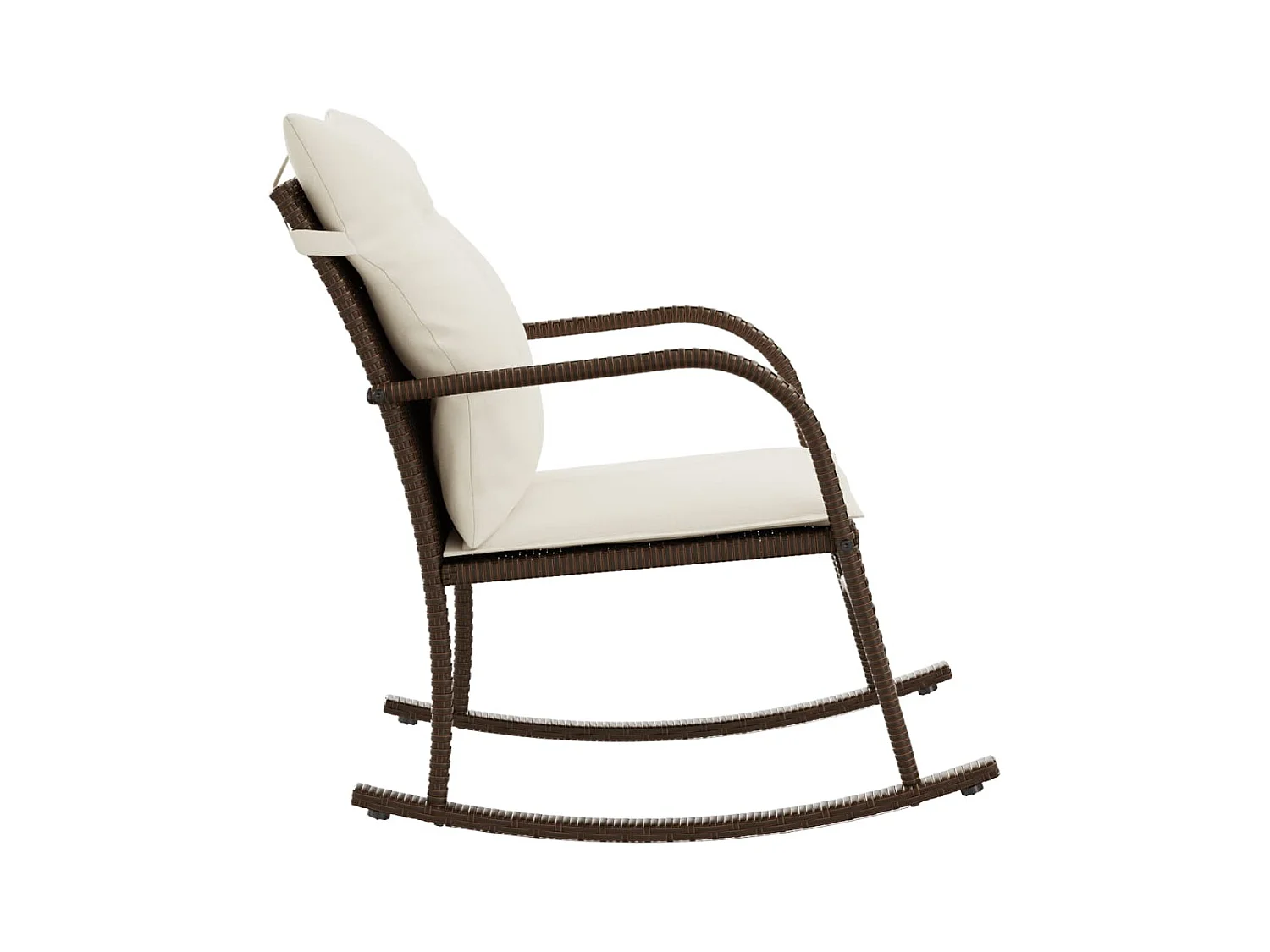 Chaise à bascule de jardin avec coussins marron résine tressée