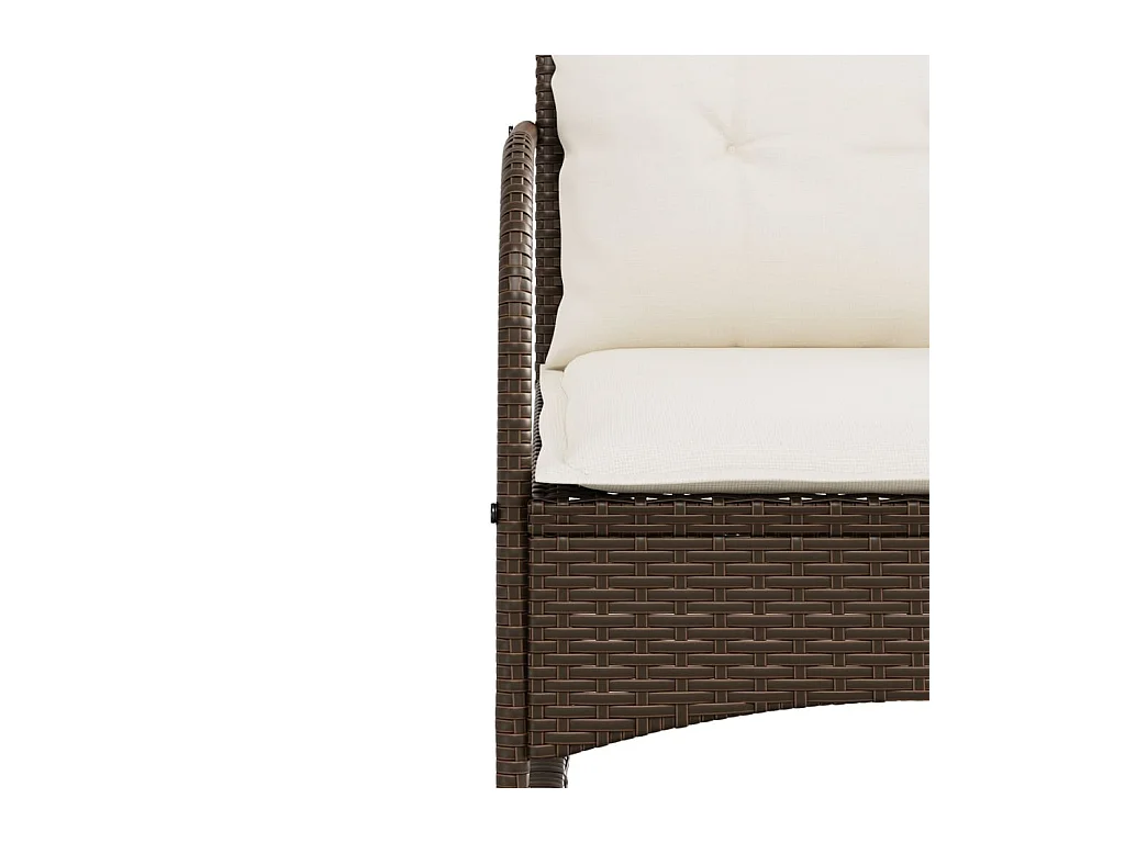 Chaise à bascule de jardin avec coussins marron résine tressée