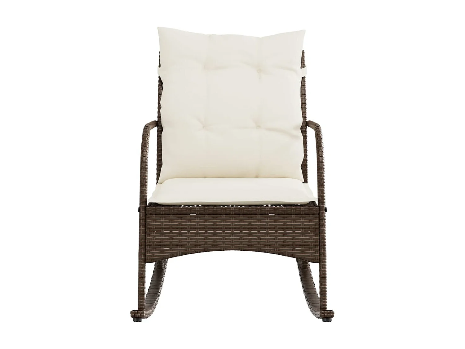 Chaise à bascule de jardin avec coussins marron résine tressée