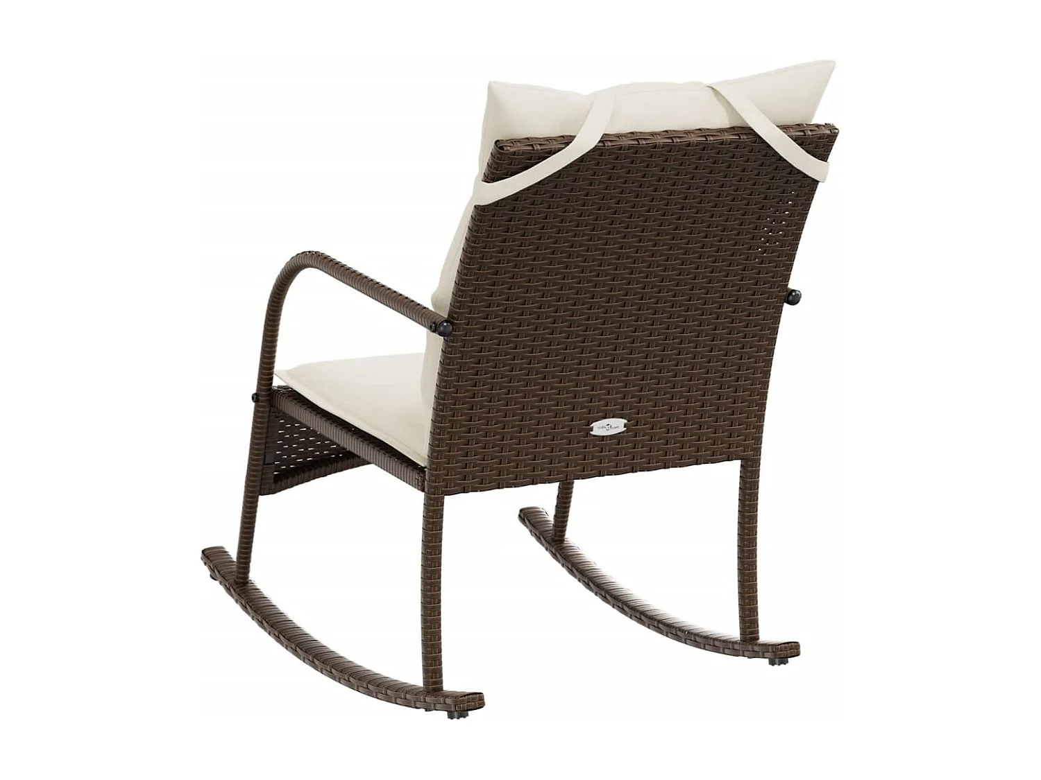 Chaise à bascule de jardin avec coussins marron résine tressée