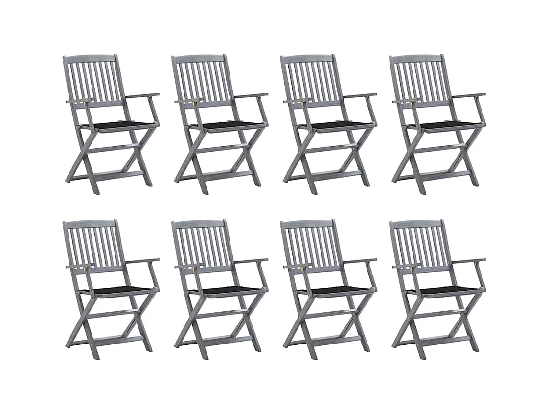 Chaises pliables d'extérieur 8 pièces avec coussins Bois d'acacia