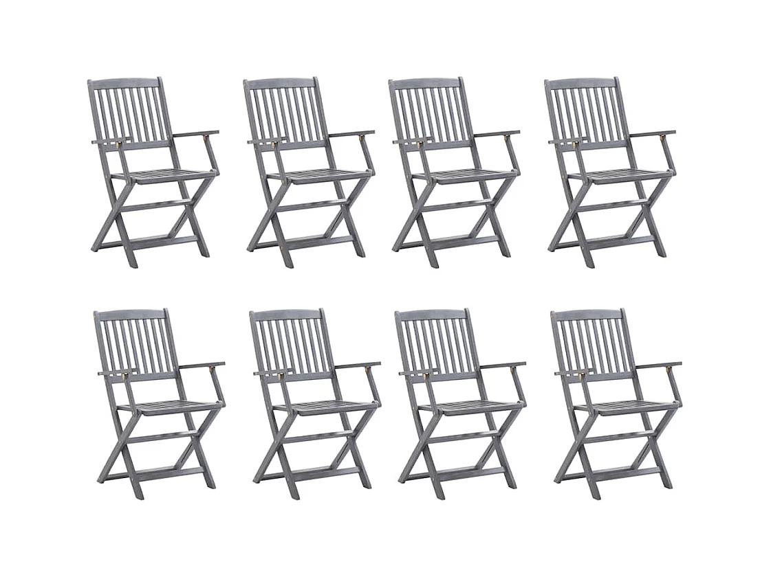 Chaises pliables d'extérieur 8 pièces avec coussins Bois d'acacia