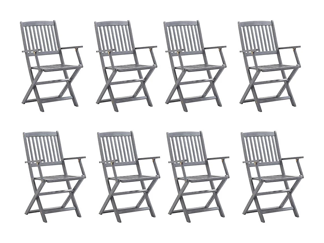 Sillas de jardín plegables 8 unidades y cojines madera maciza acacia