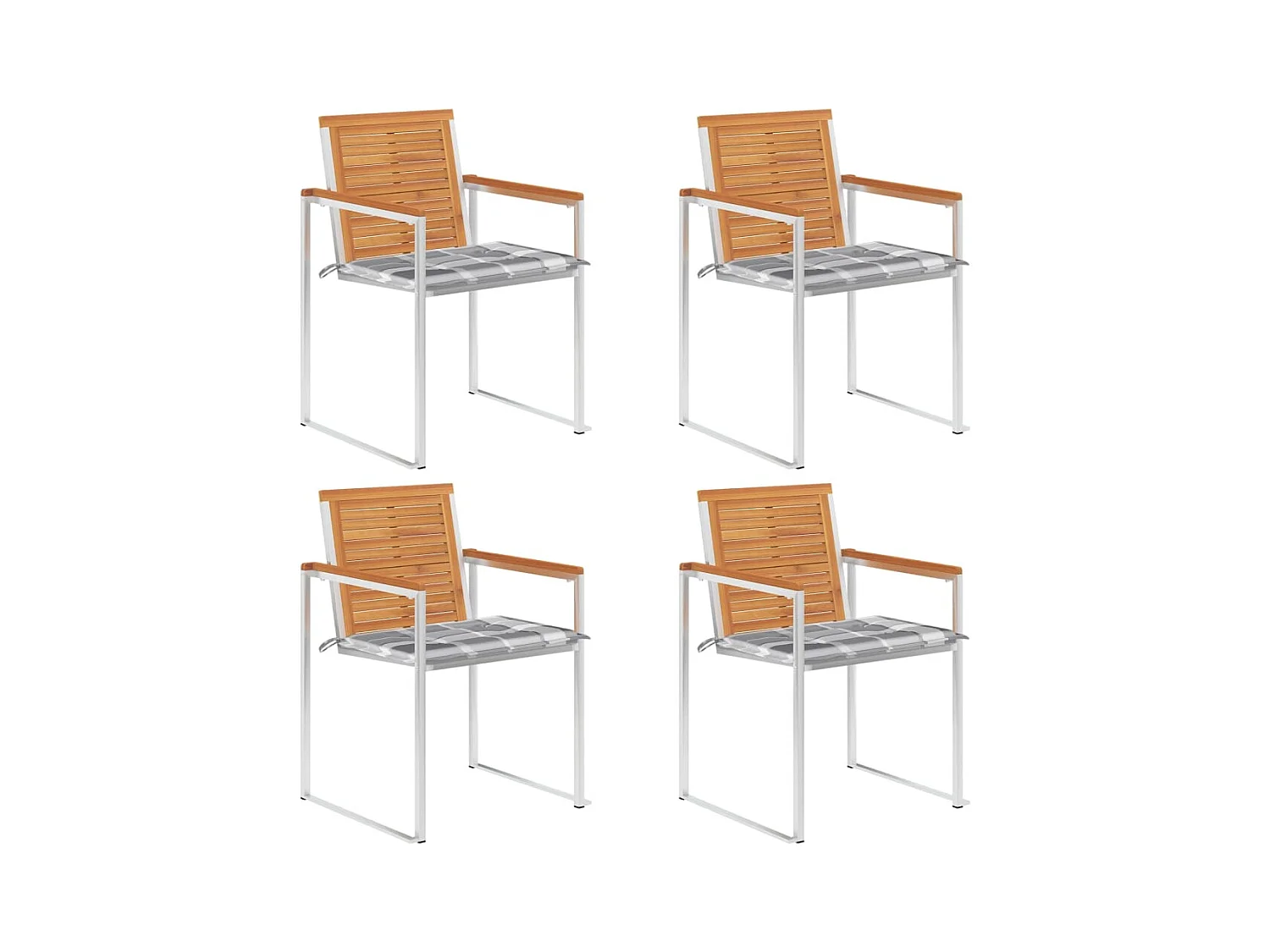Tuinstoelen 4 st met kussens massief acaciahout
