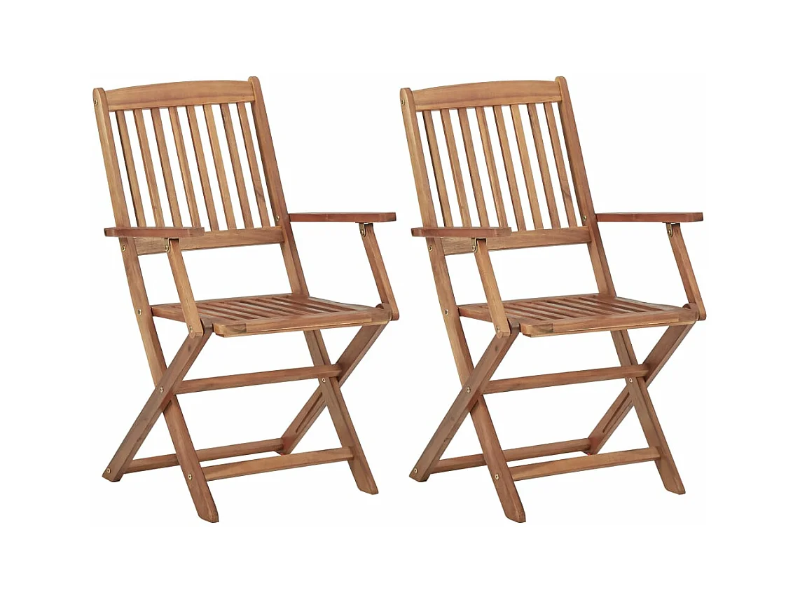 Chaises pliables de jardin 2 pièces avec coussins Bois d'acacia