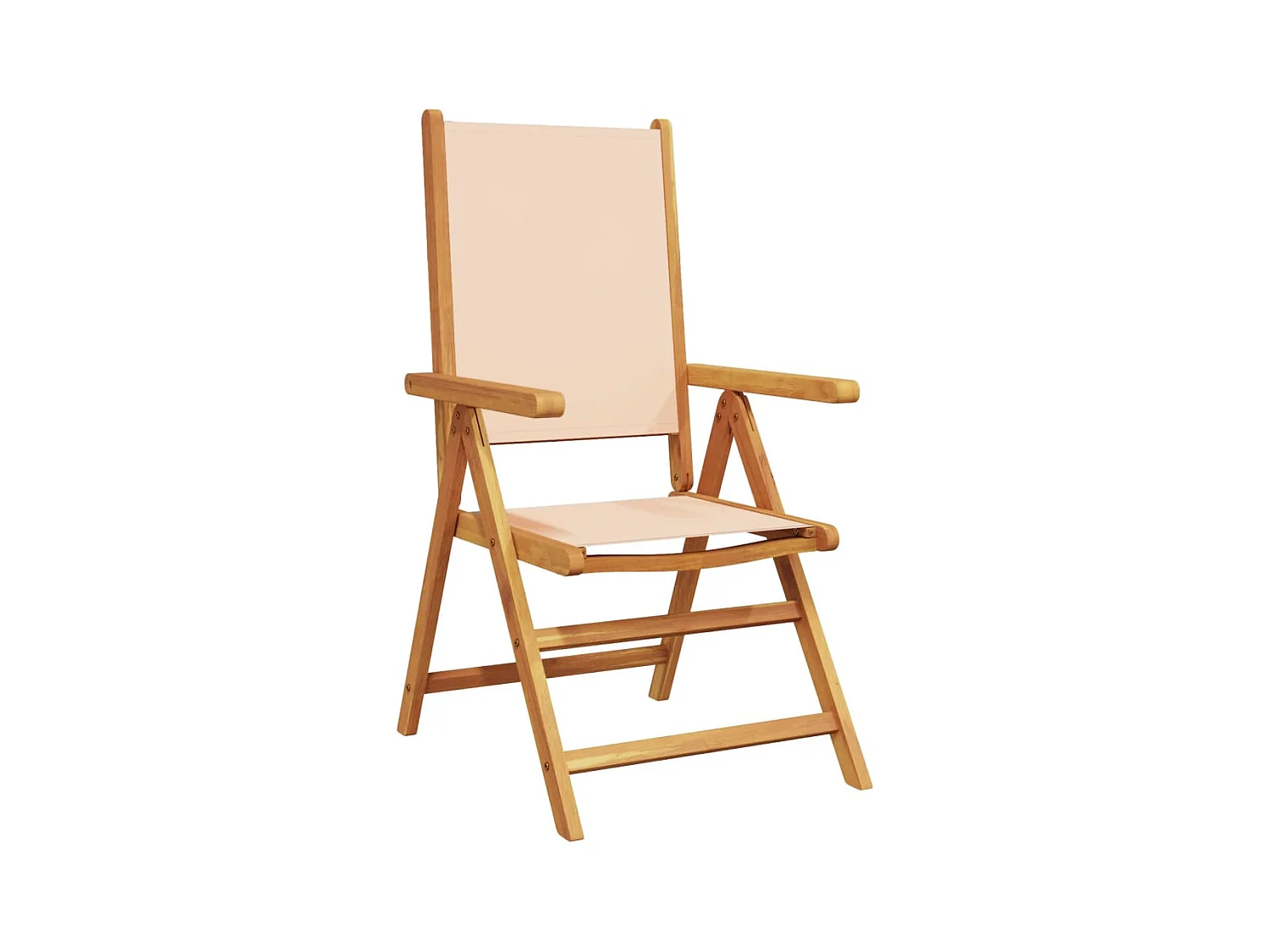 Tuinstoelen 4 st inklapbaar stof en massief hout beige