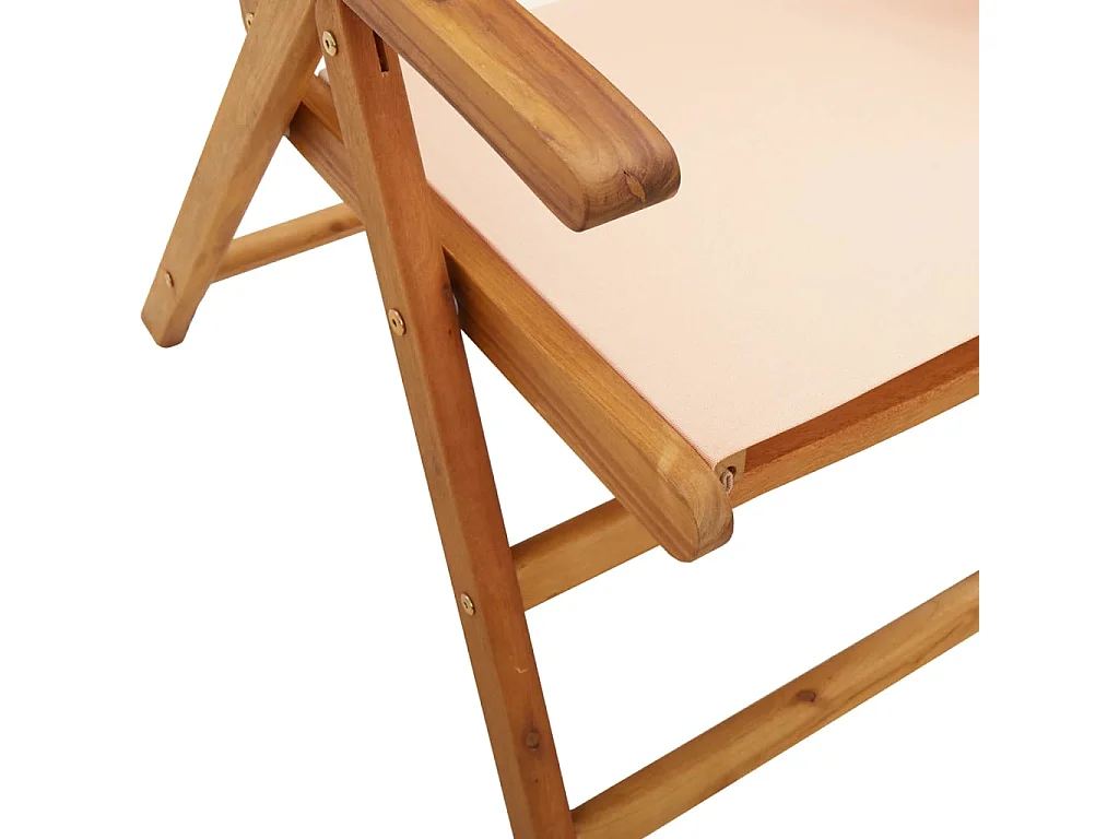 Sillas jardín reclinables 4 unidades madera maciza y tela beige