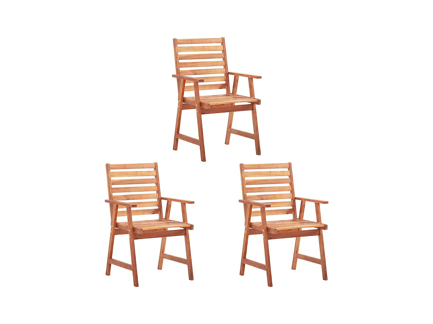 Chaises à dîner d'extérieur 3 pièces avec coussins Acacia massif