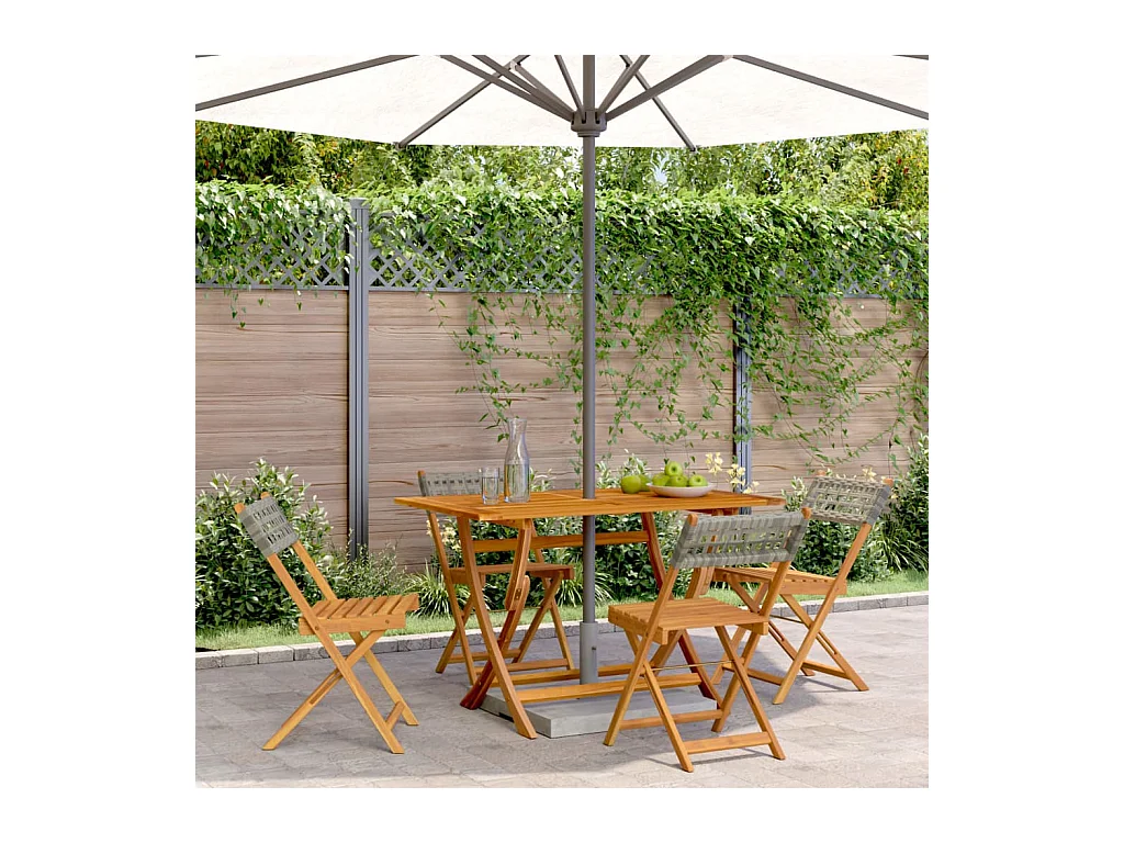 Chaises de jardin pliantes lot de 4 gris poly rotin bois massif
