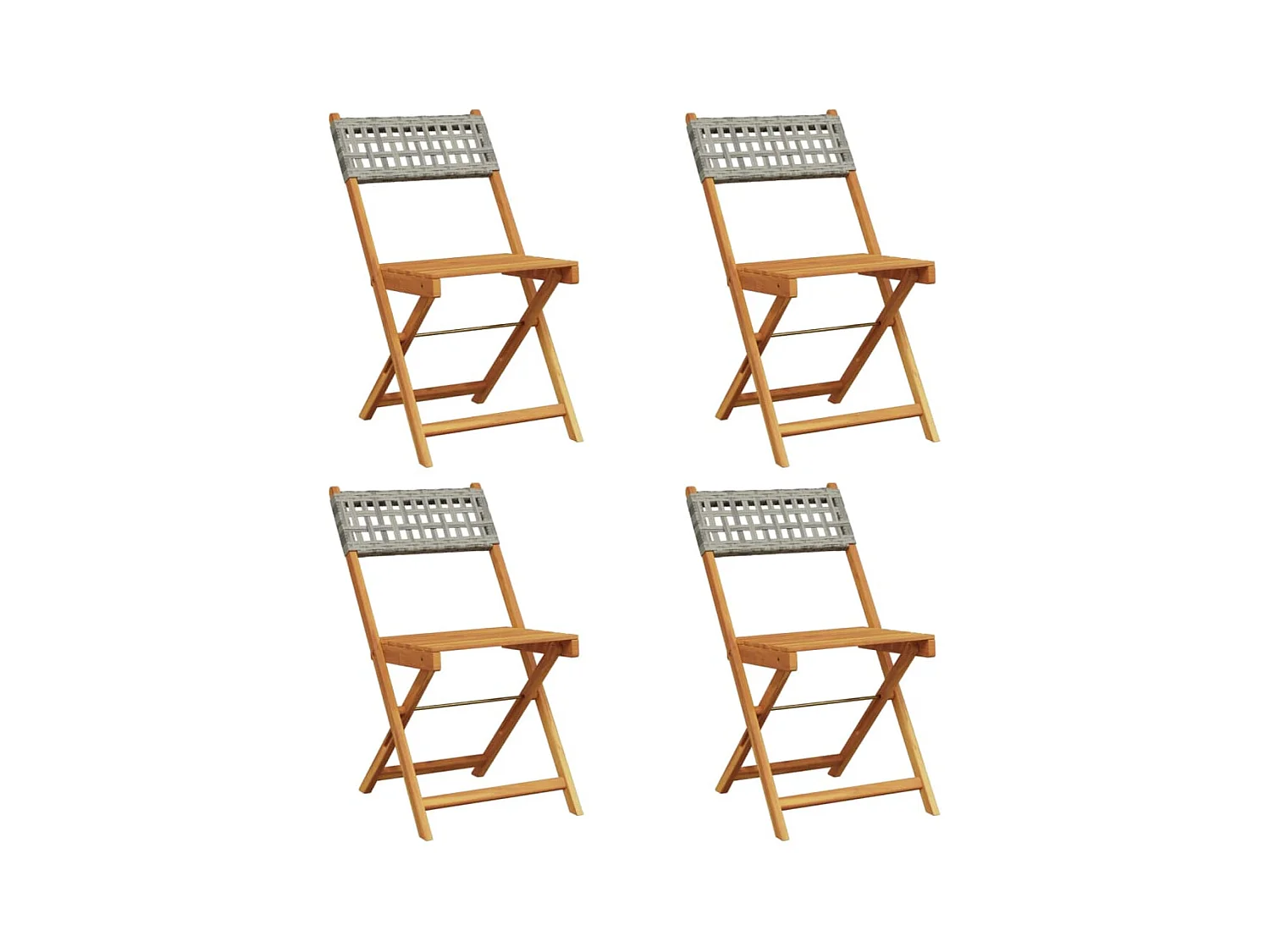 Chaises de jardin pliantes lot de 4 gris poly rotin bois massif