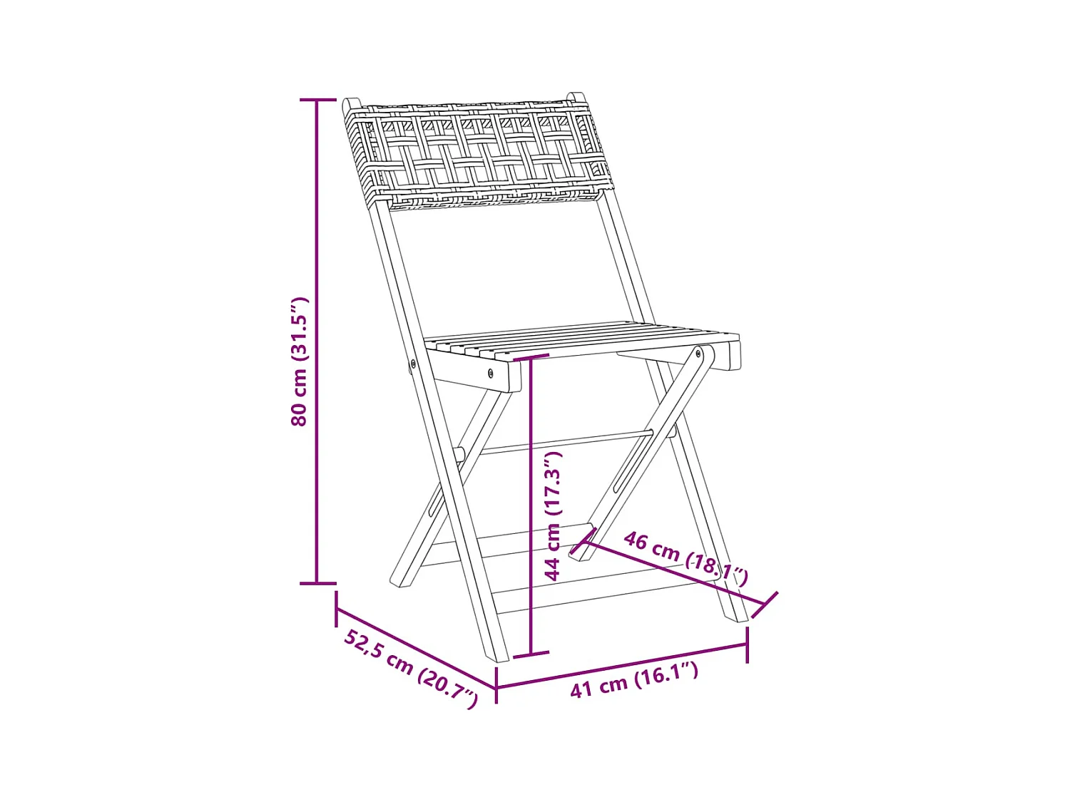 Chaises de jardin pliantes lot de 4 gris poly rotin bois massif