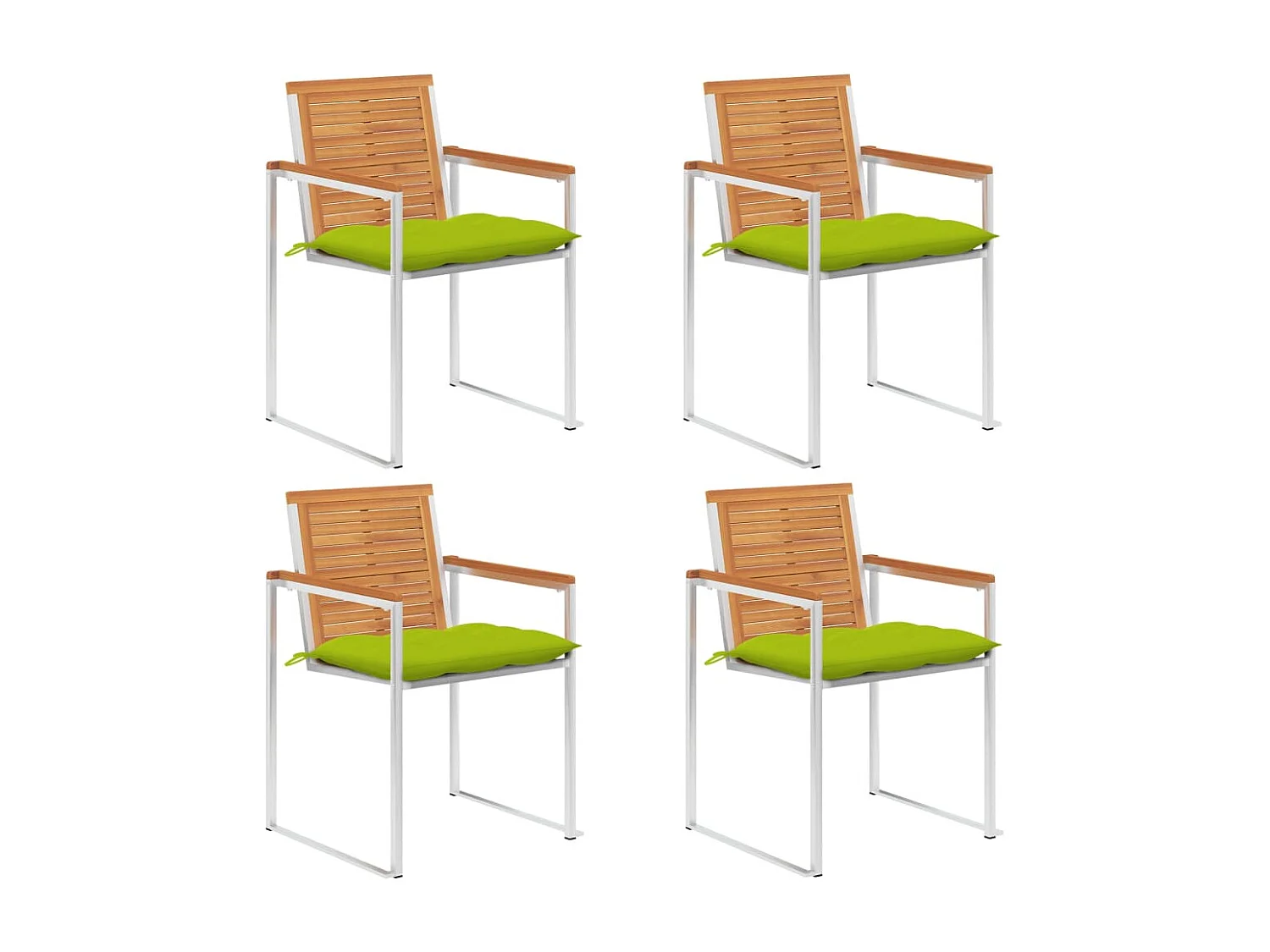 Chaises de jardin 4 pièces avec coussins Bois d'acacia massif