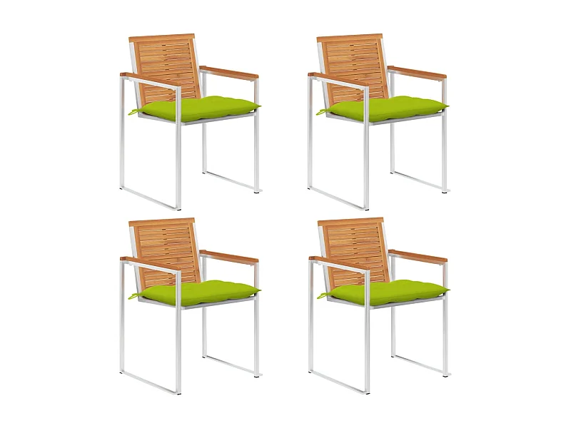 Chaises de jardin 4 pièces avec coussins Bois d'acacia massif