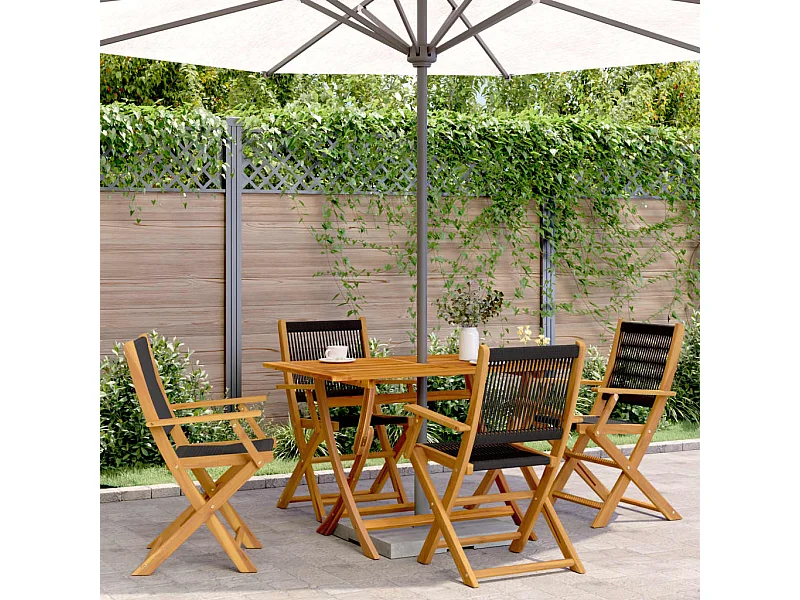 Chaises de jardin pliantes lot de 4 noir bois d'acacia massif