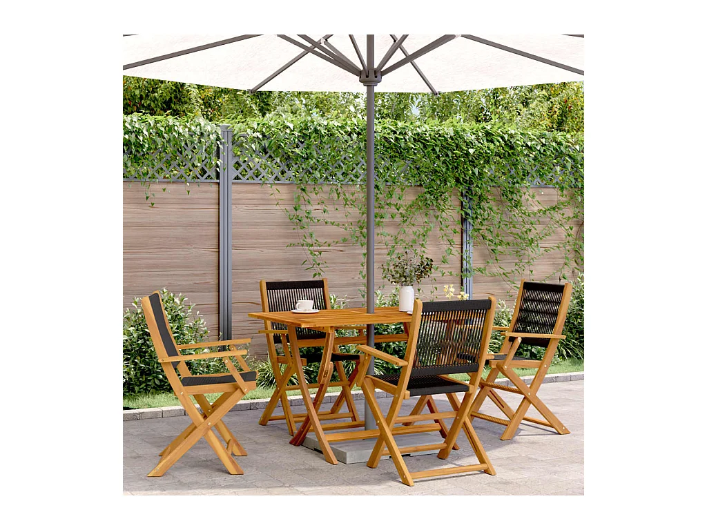 Chaises de jardin pliantes lot de 4 noir bois d'acacia massif