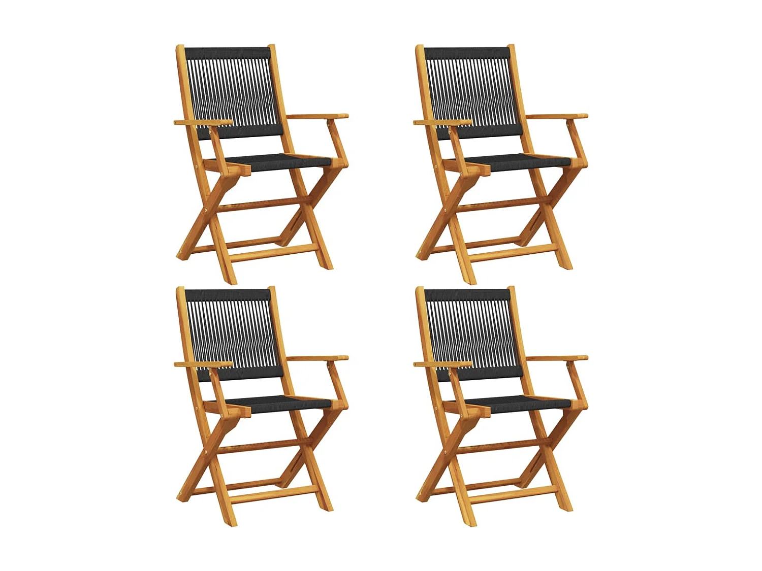 Chaises de jardin pliantes lot de 4 noir bois d'acacia massif