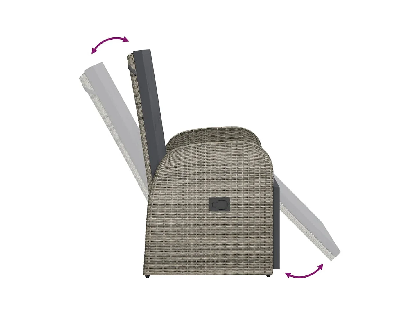 Chaise inclinable de jardin avec coussins gris résine tressée