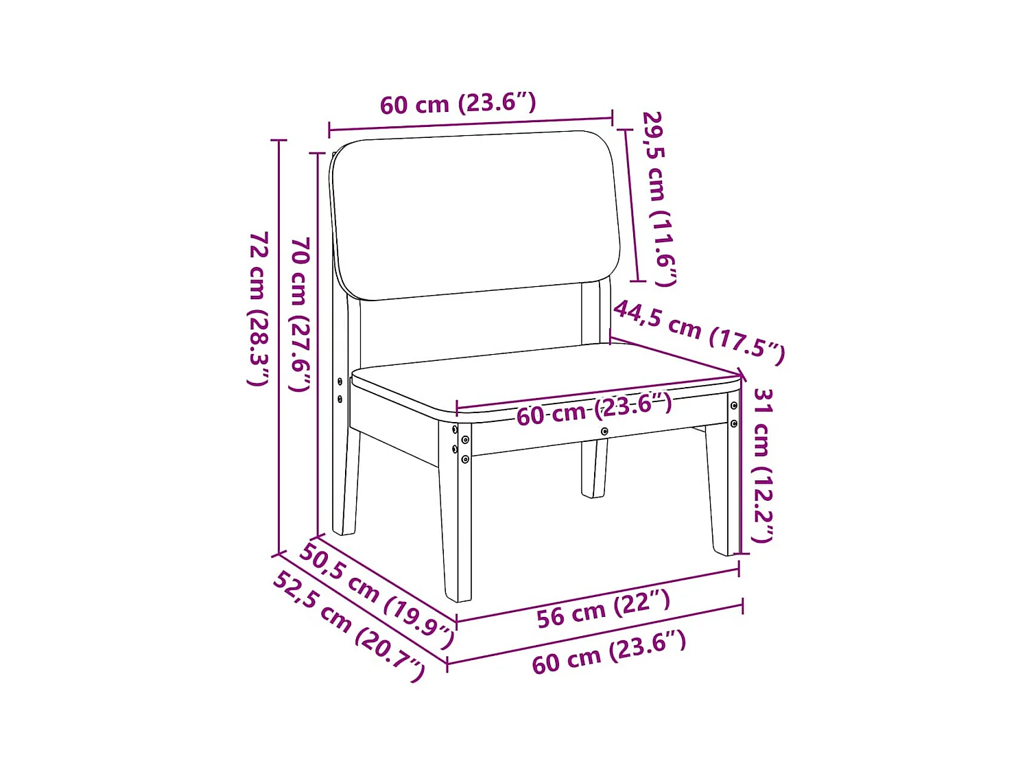 Tuinstoel 60x52,5x72 cm massief douglashout