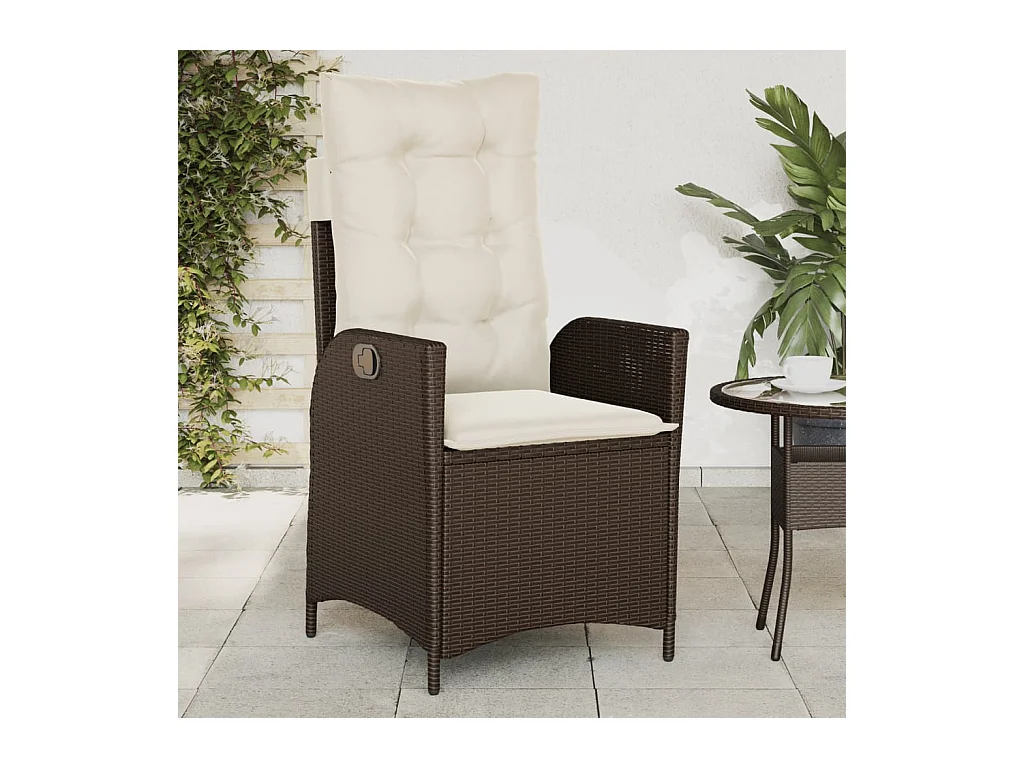 Chaise inclinable de jardin avec coussins marron résine tressée