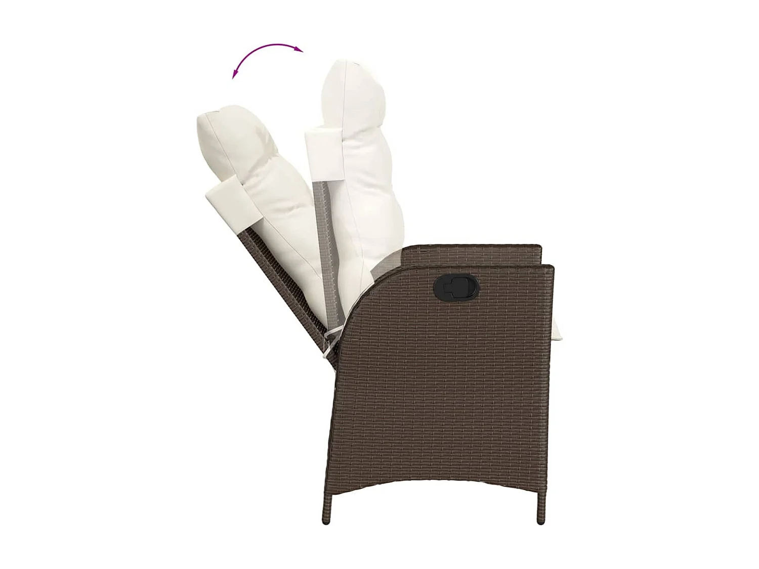 Chaise inclinable de jardin avec coussins marron résine tressée