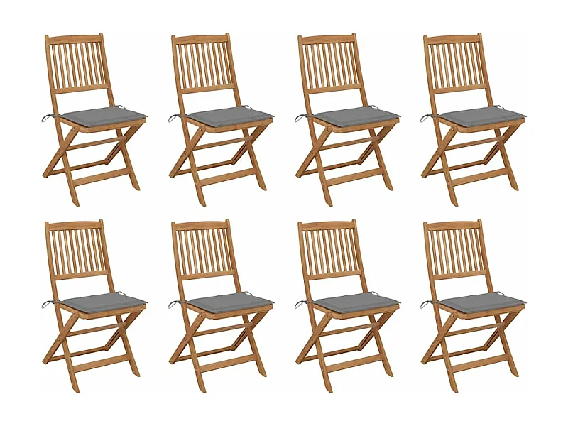 Chaises pliables d'extérieur avec coussins 8 pièces Bois d'acacia