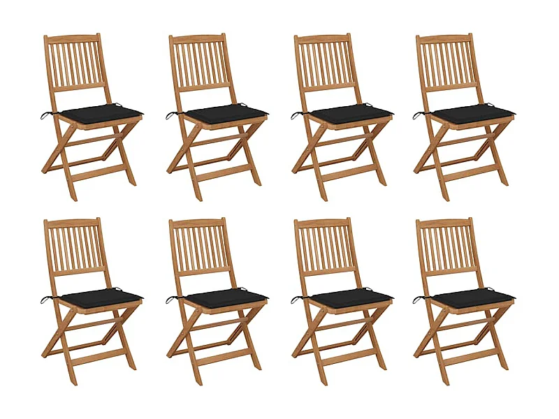 Chaises pliables d'extérieur avec coussins 8 pièces Bois d'acacia