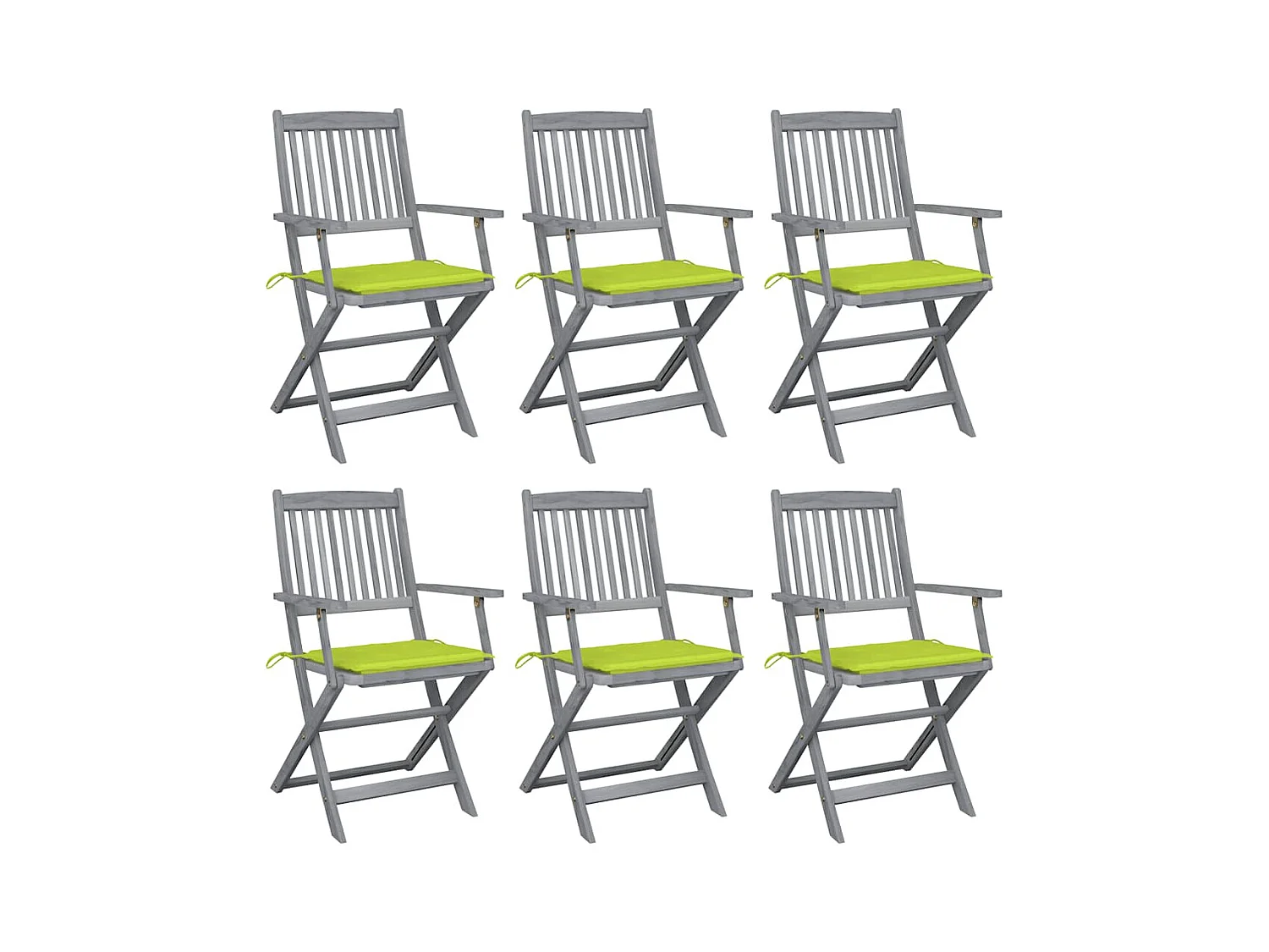 Chaises pliables d'extérieur 6 pièces avec coussins Bois d'acacia