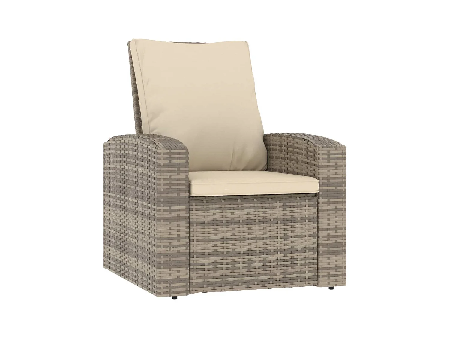 Fauteuil inclinable de jardin avec coussins marron clair rotin
