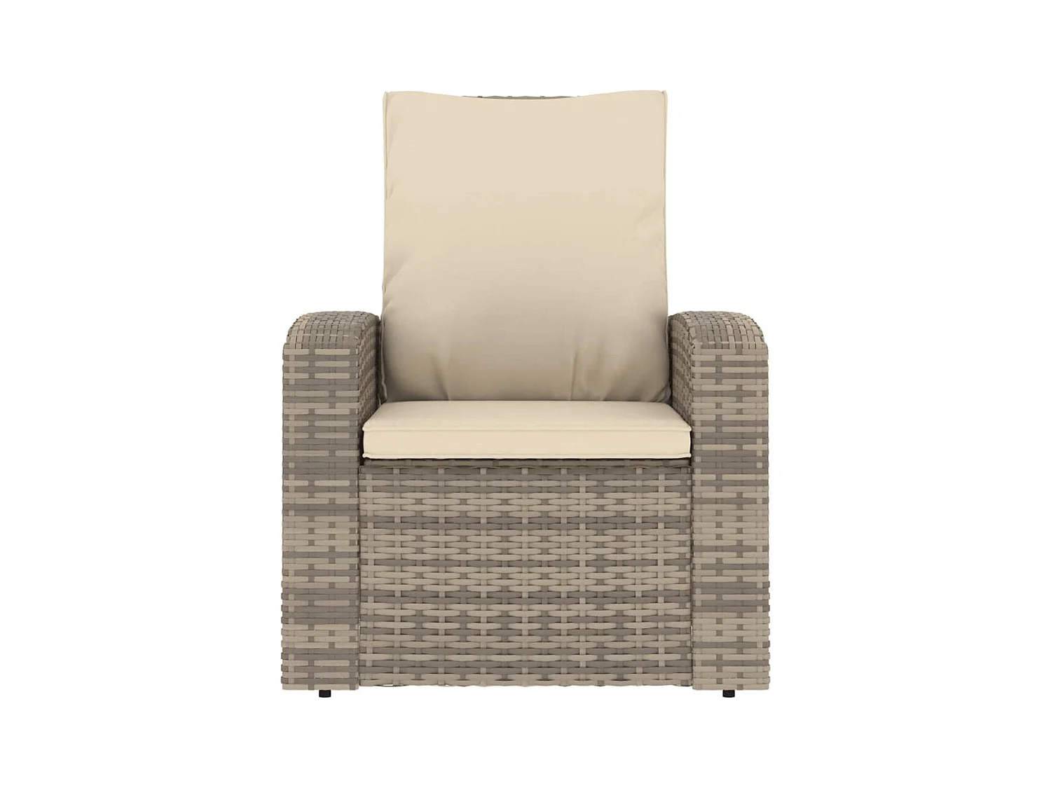 Fauteuil inclinable de jardin avec coussins marron clair rotin